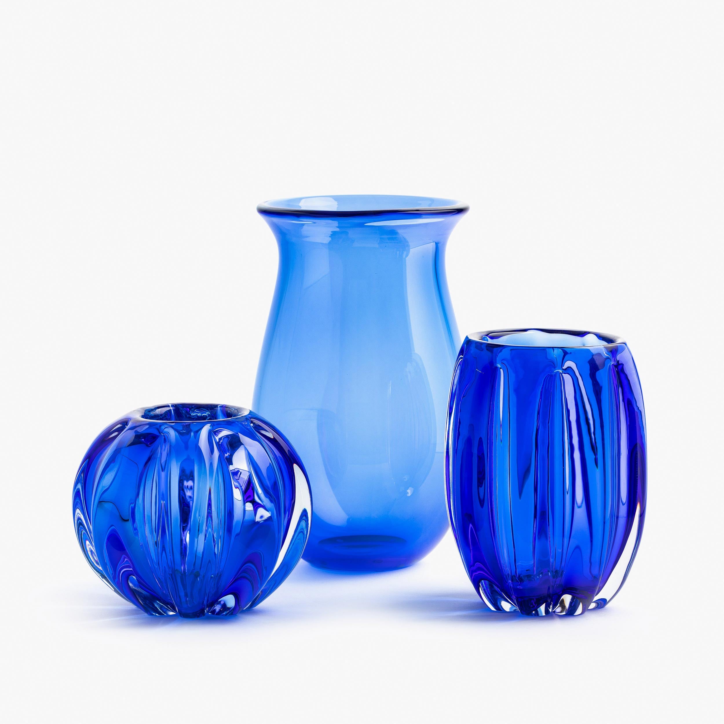 YALI FIORI UOVO VASE COBALT BLUE