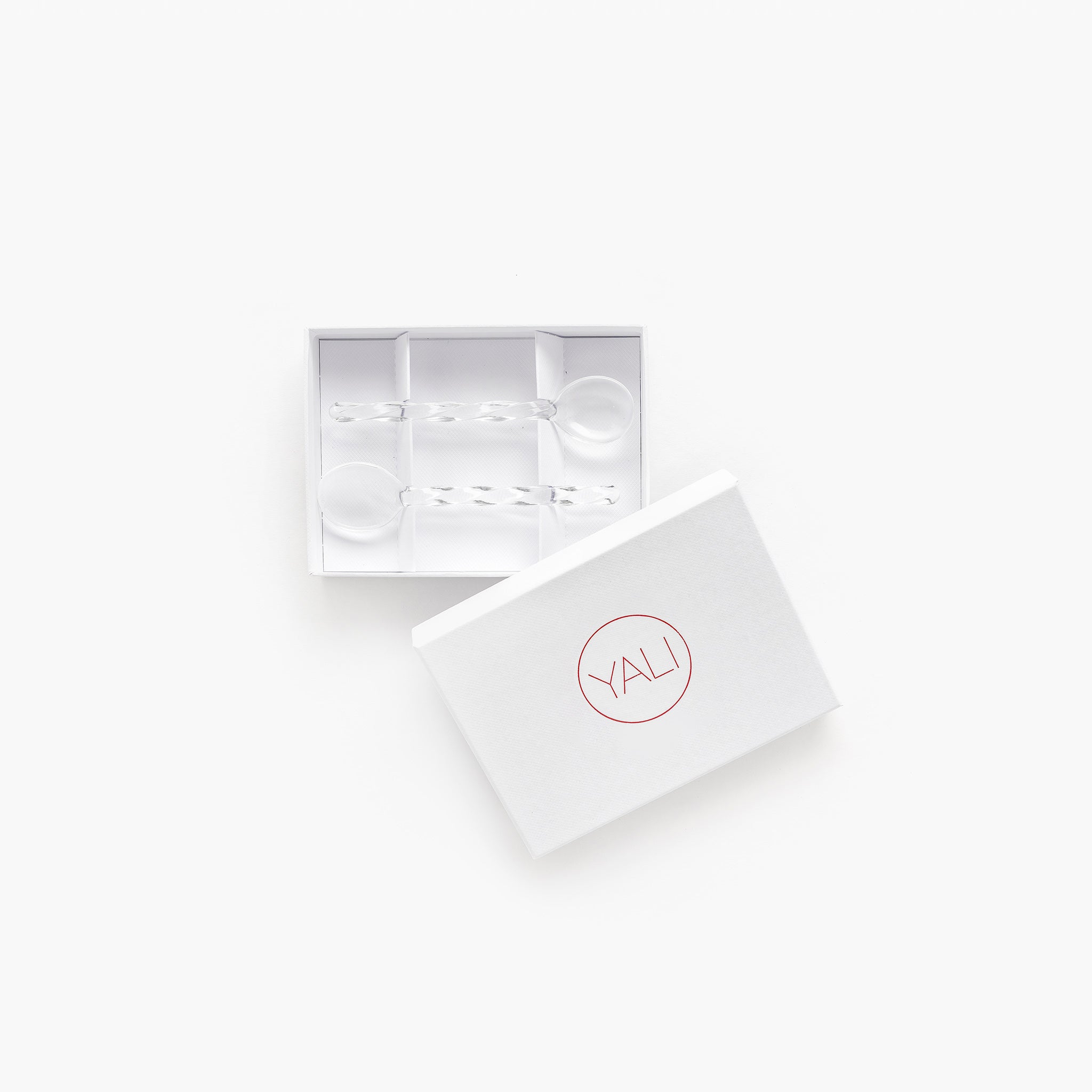 YALI TWIST GELATO SPOONS SET OF TWO CLEAR