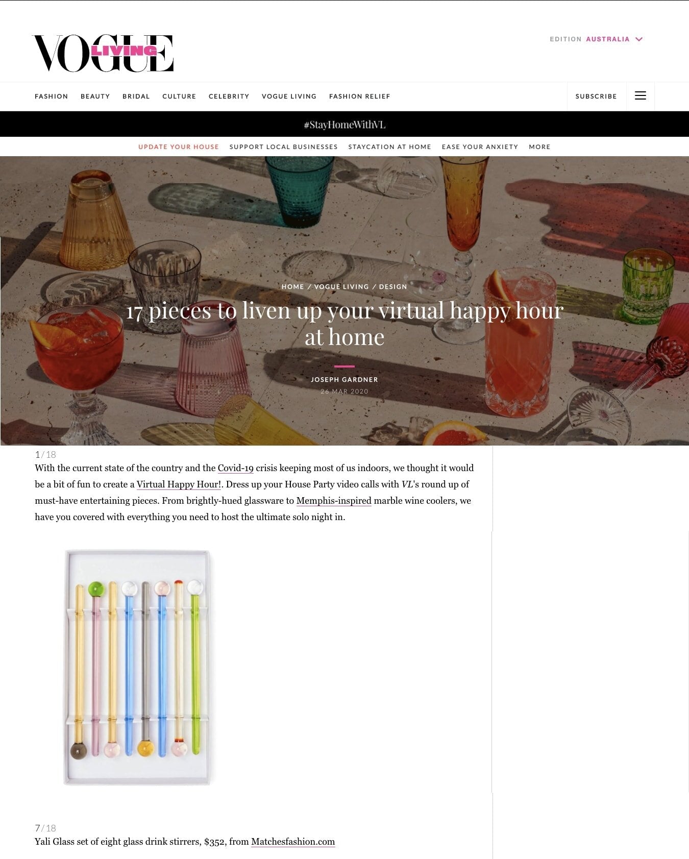 VOGUE LIVING, AUSTRALIA, APRIL 2020